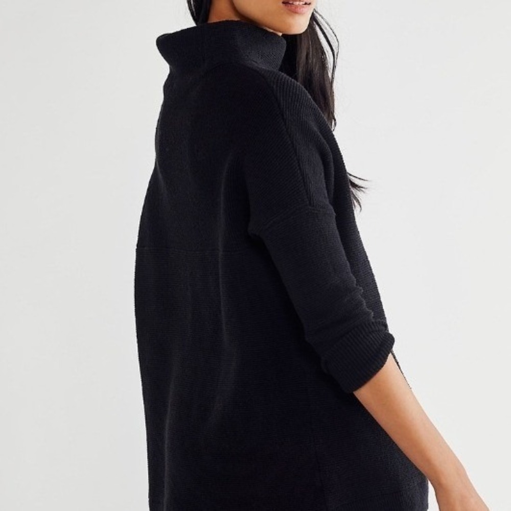 Free People Black Turtleneck Oversized Knit Sweater Pullover Women's‎ Size S - Picture 8 of 8